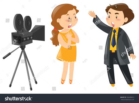 Two Actors Acting Out Front Camera Stock Vector Royalty Free