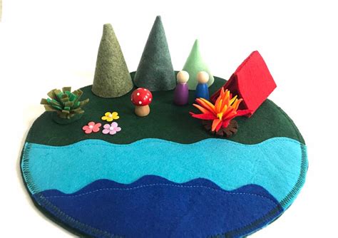 Camping Play Mat Complete Set Felt Play Mat Woodland Etsy