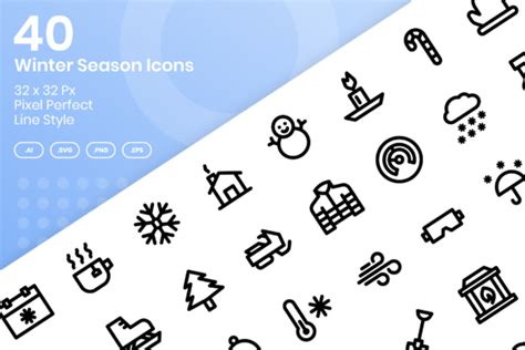 Winter Season Icons Line Graphic By Kmgdesignid Creative Fabrica