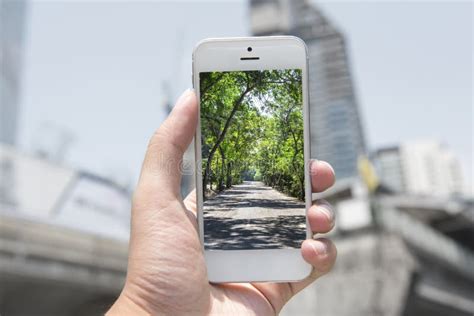 Mobile , Smart Phone with Nature Picture and City at the Background ...