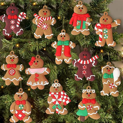 Hadineeon Pcs Gingerbread Man Ornaments For Christmas Tree Plastic