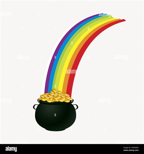 Gold Pot Rainbow Clipart St Patrick S Day Illustration Vector Stock