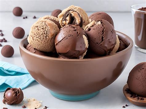 Premium Ai Image A Bowl Of Chocolate Ice Cream With A Bowl Of Ice