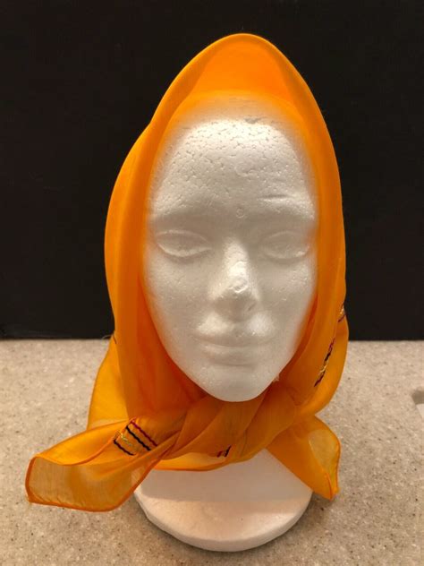 Vintage Womens Morsly New York Orange Head Scarf Gem