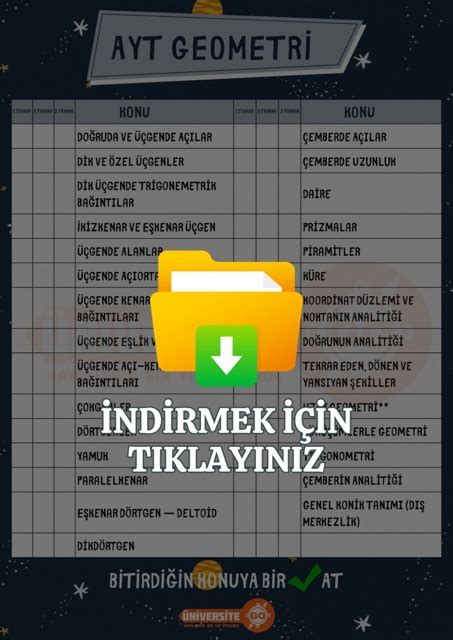 2024 AYT Geometri Konu Takip Çizelgesi Ücretsiz PDF ÜniversiteGO