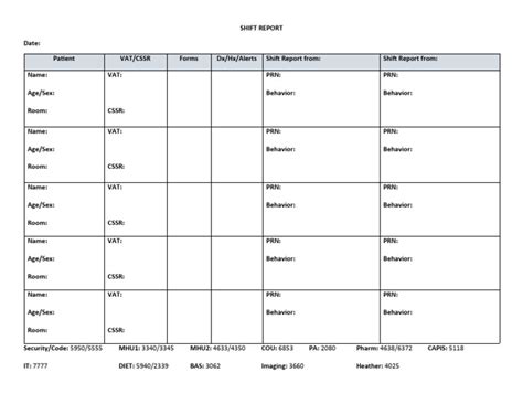 Shift Report Form Pdf