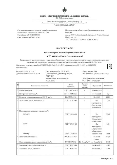 Rosneft Magnum Maxtec 5W-40 (API SL/CF, ПАО "Автоваз") - Страница 6 ...