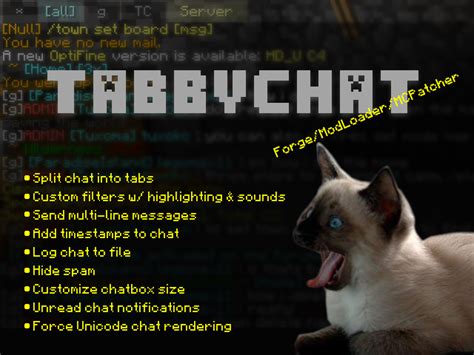 Tabbychat Minecraft Mods Curseforge