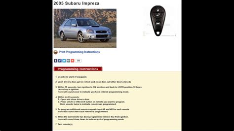 How To Programm Remote Subaru Forester Imprezia Youtube