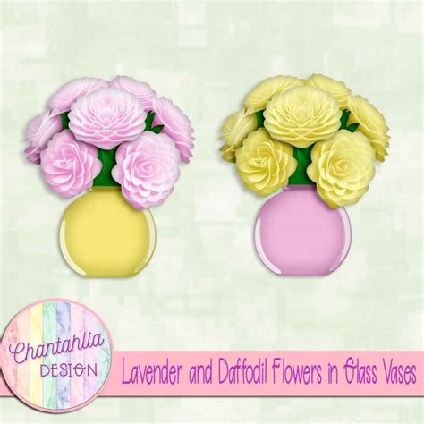 Lavender And Daffodil Flowers In Glass Vases