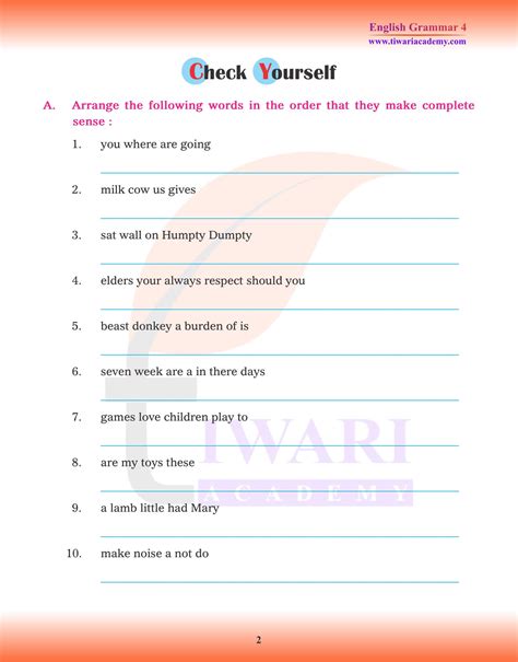 Cbse Ncert Class English Grammar Chapter The Sentence In Pdf