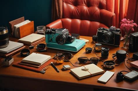 Premium Ai Image High Angle Desk Arrangement
