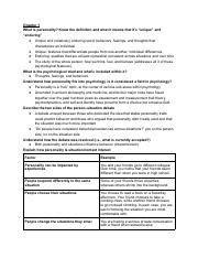 PSYC 330 Exam 1 Study Guide Pdf Chapter 1 What Is Personality Know