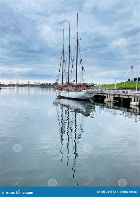Sailboat Fishing Boat Long Beach California Stock Photo Image Of