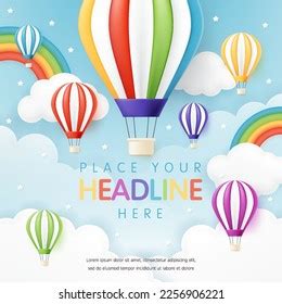 D Vector Hot Air Balloons Rainbow Stock Vector Royalty Free
