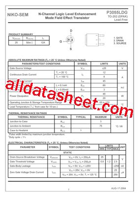 P3055LDG Datasheet(PDF) - List of Unclassifed Manufacturers