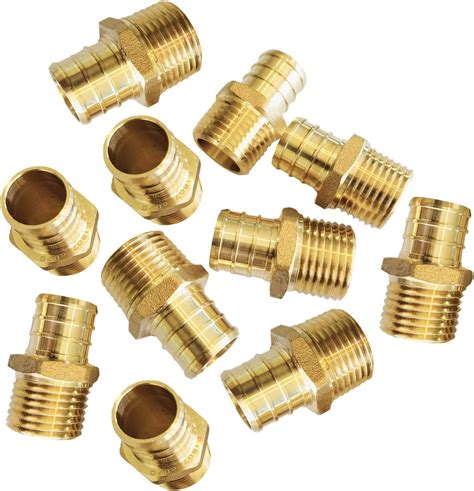 Pieces Pex Inch X Inch Npt Male Adapter Brass Crimp Fittings