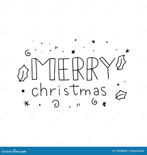 Merry Christmas Merry Christmas Card Lettering Design Cute Doodle Set