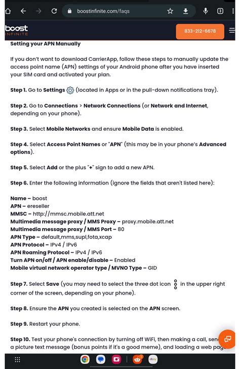 Boost Infinite APN Settings Taken from Unlocked Phone. : r/boostinfinite