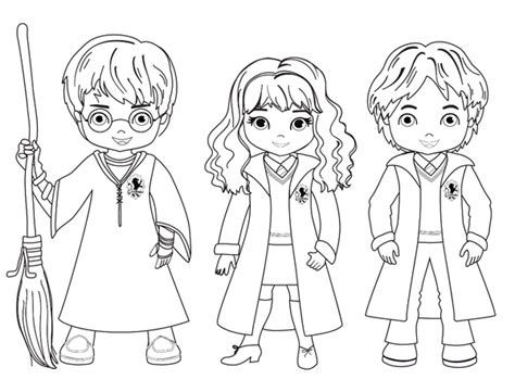 🖍️ Harry Potter Hermione and Ron Cute - Printable Coloring Page for Free - Pupla.com