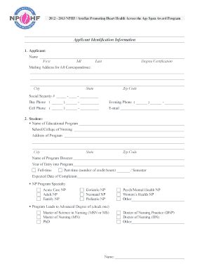 Fillable Online Nphealthcarefoundation Applicant Identification Form