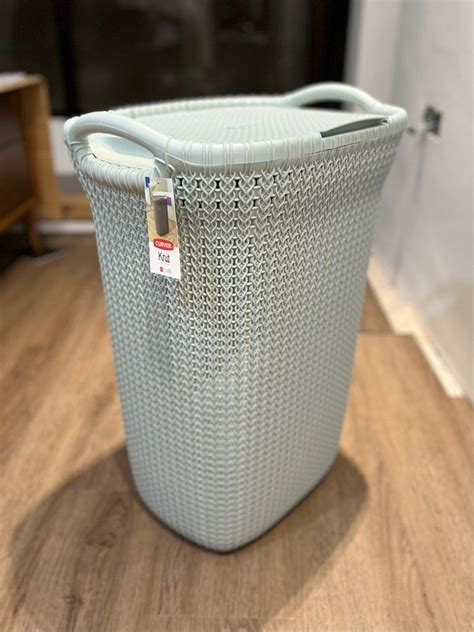 Curver Knit Laundry Storage Hamper Misty Blue 57 Litre Furniture