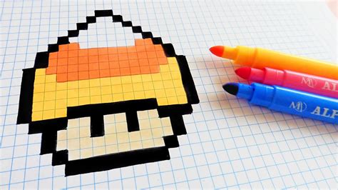 Halloween Pixel Art - How To Draw Candy Corn Mushroom #pixelart