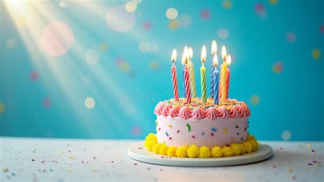 Vibrant Birthday Cake With Colorful Candles High Resolution Festive