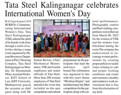 Tata Steel Kalinganagar Celebrates International Women S Day