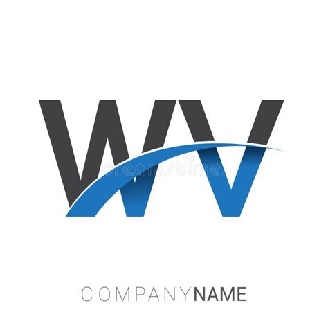 Letra Inicial WV Logotype Nome Da Empresa Colorida Blue E Cinza Swoosh