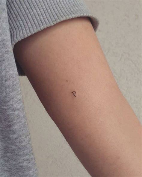 Minimalist Letter P Tattoo On The Inner Forearm