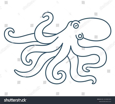 Octopus Line Art Drawing Simple Design Stock Vector Royalty Free