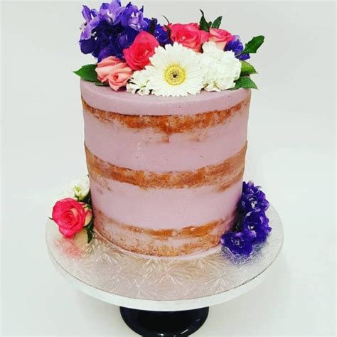 Purple Naked Cake With Fresh Flowers The Girl On The Swing