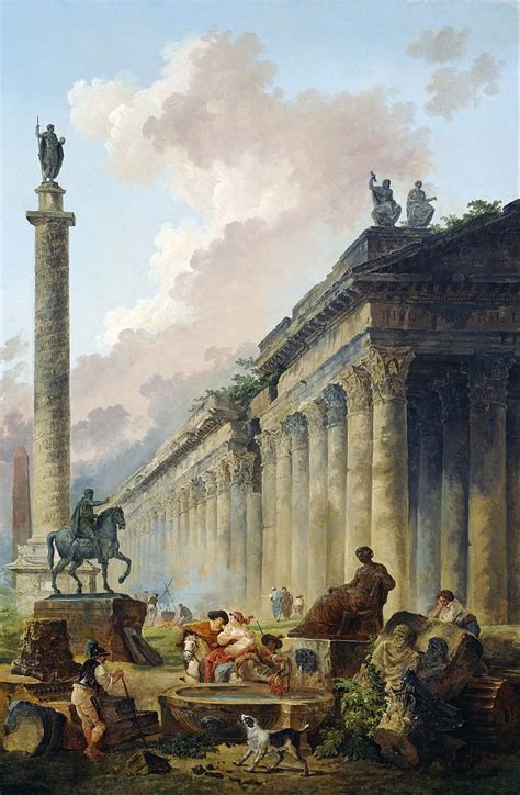 Imaginary View Of Rome With Equestrian Statue Of Marcus Aurelius The