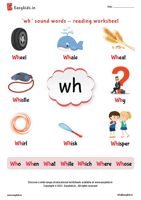 Wh Sound Words Worksheet By Easy Kids