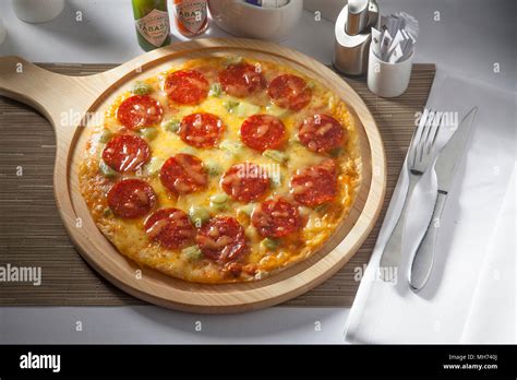 Pizza Of Ham Stock Photo Alamy