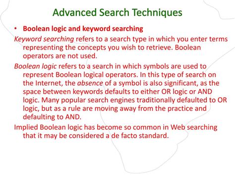 advanced search techniques  boolean logic powerpoint