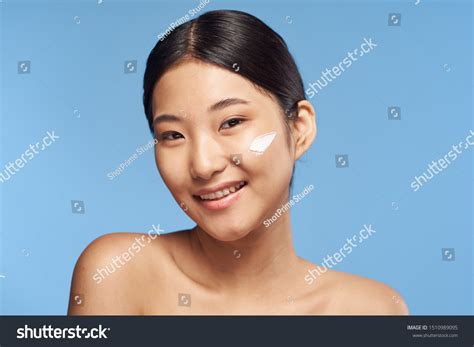 Cheerful Beautiful Woman Naked Shoulders Cosmetics Stock Photo Shutterstock