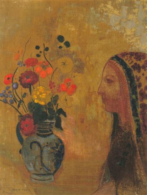 Profile Of A Woman With A Vase Of Flowers Odilon Redon C 18951905