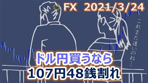 Fx【ドル円予想】待ち構える買い指値を107円48銭に変更【21年3月24日】ローソク足トレード手法 Youtube