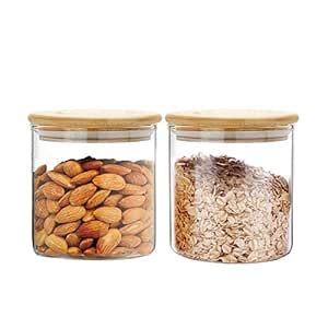 Buy SIXAQUAE Glass Food Storage Containers Jar Seal Bamboo Lids 2 Packs