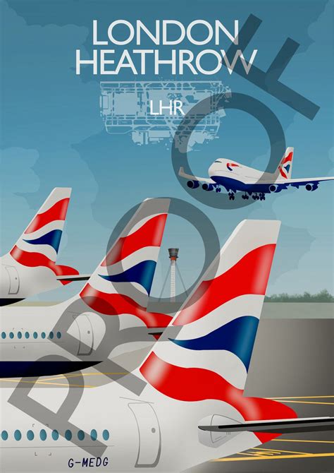 London Heathrow Lhr Airport Poster Unframed Etsy