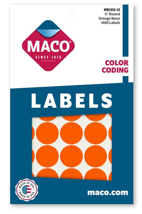 Maco Neon Orange Circle Label Mr Econo Office School