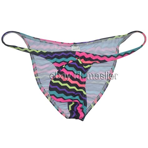 Colourful Men S Cheeky Pucker Bikini Pouch Bulge Briefs String Underwear Ebay