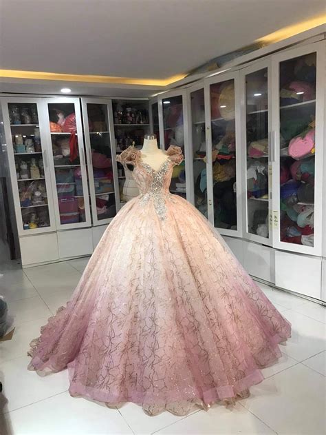 Nude Pink Ombre Ballgown Sparkly Evening Dress Promdress Etsy UK