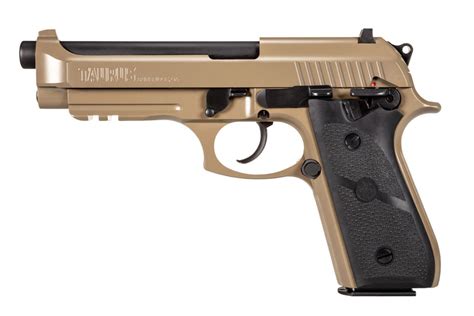 Taurus PT92 9mm Semi Auto Pistol With Hogue Rubber Grips FDE Finish