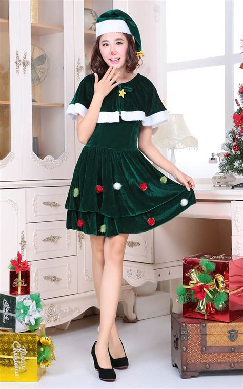 Sexy Green Velvet Christmas Tree Dress Costume N10912