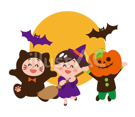 ハロウィンの仮装をする子供（満月）イラスト No 1219555｜無料イラスト・フリー素材なら「イラストac」