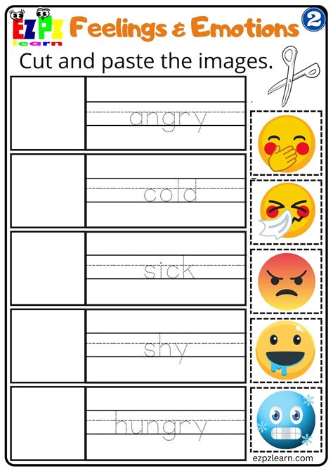 Group 2 Feelings And Emotions Cut And Paste Worksheet For Children And