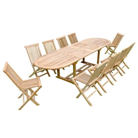 Salon De Jardin Teck Massif 10 12 Personnes Table Ovale 10 Chaises